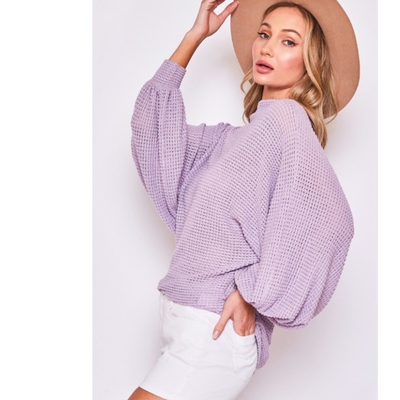 Lavender Balloon Sleeve Top - Picture 3 of 10
